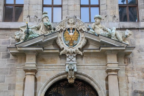 LInke's portal of the west façade, baroque portal by Leonhard Kern, town hall, Nuremberg, Middle
