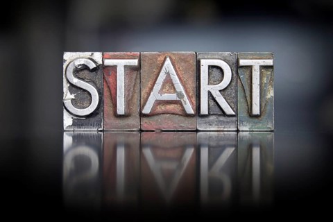 The word Start written in vintage letterpress type