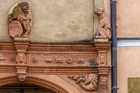 Detail of famous historical buildings from the German Renaissance from 1609 Head house by the