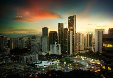 Cityscape with modern and developmental, twilight scene, Kuala Lumpur, Malaysia, Asia