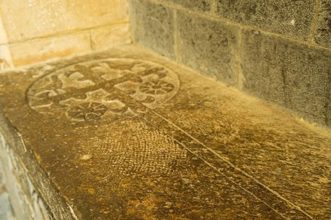 Roncesvalles, priors tomb, Royal Collegiate Church of Santa María de Roncesvalles, Santiago's road,