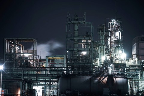 Factory night view of Kawasaki Keihin industrial zone. Shooting Location: Kawasaki City, Kanagawa
