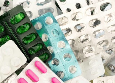Tablets in blister pack, symbolic photo for health, medicine and tablet addiction Austria