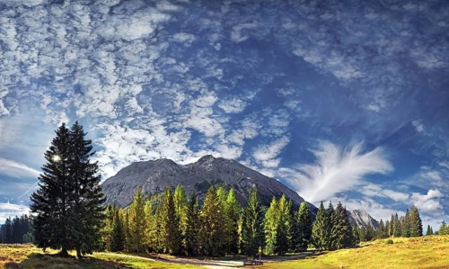 Foehn clouds over the Mieminger mountains near Leutasch, Tyrol, Austria, Europe
