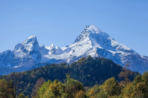 Watzmann in autumn, Berchtesgaden, Berchtesgadener Land, Upper Bavaria, Bavaria, Germany, Europe