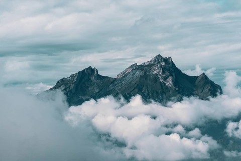 Panoramic view of the mountains at Lake Lucerne in Switzerland