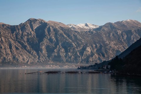 Mountains at the Bay of Kotor, near Perast, Montenegro, Europe
