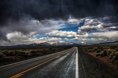 Thunderstorm front on Highway 6, Montgomery Pass, Excelsior Mountains, Nevada, USA, North America