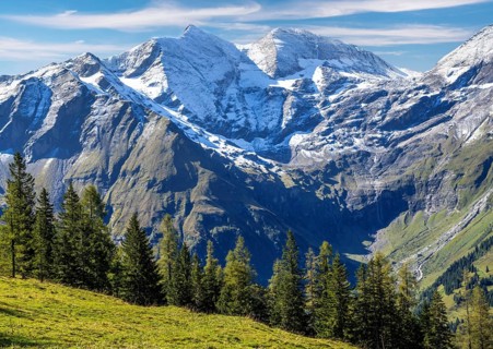 High Tauern mountain range at the Grossglockner high alpine road in Austria