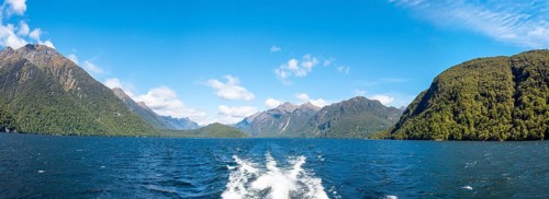 Beautiful mountain landscape surrounding lake Te Anau, South Island of New Zealand
