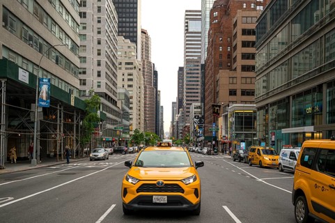 New York, USA - May 18, 2024: Taxi drivers on the streets of Manhattan