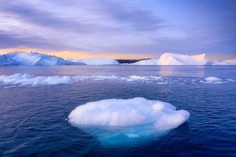 Greenland Ilulissat glaciers at fjord Disco Bay West Greenland