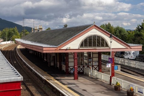 Strathspey railway historic steam train, Aviemore, An Aghaidh Mhór, Highlands, Scotland, Great