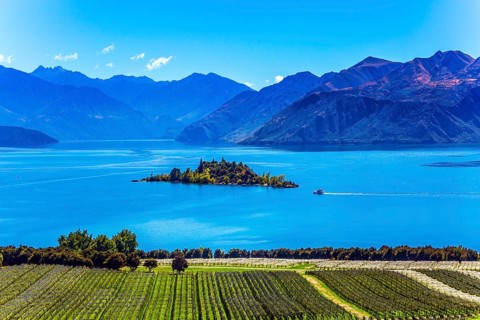 Fabulously beautiful Lake Wanaka. In the middle of the lake is a wonderful little island. Exotic