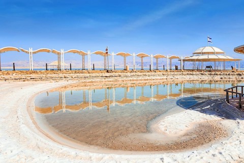 The Dead Sea. Coast of Israel. The drainless salt lake in the Middle East. The saltiest lake in the