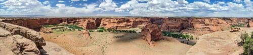 Ultra wide high res panorama of scenic desert canyon