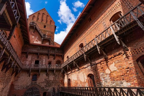 Trakai Island Castle on Lake Galve in Trakai, Lithuania, Europe
