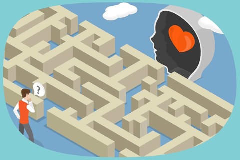 3D Isometric Flat Illustration of Finding Happiness, Positive Thinking, Emotion Intelligence, And