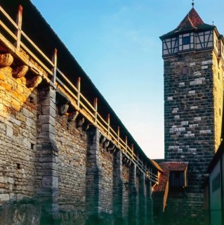 City walls in Rothenburg, Germany, Europe