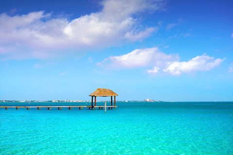 Cancun Playa Linda beach in Hotel Zone at Mexico