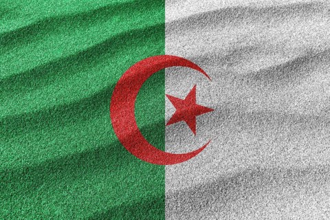 Algeria sand flag, national flag sand background
