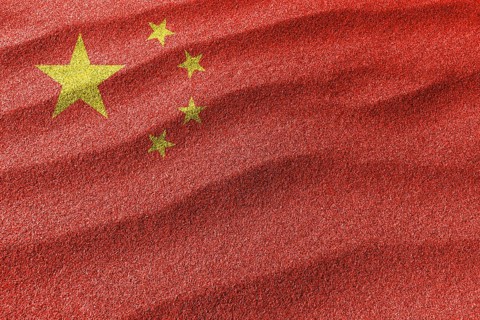 China sand flag, national flag sand background