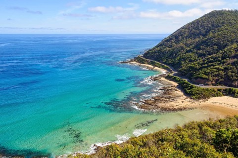 Majestic view of the Bass Strait and the Great Ocean Road from Teddy's Lookout, Lorne, Victoria,
