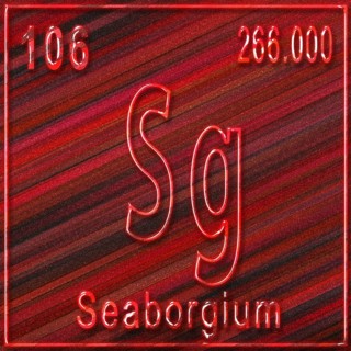 Seaborgium chemical element, Sign with atomic number and atomic weight, Periodic Table Element