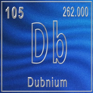 Dubnium chemical element, Sign with atomic number and atomic weight, Periodic Table Element