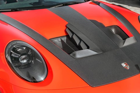 Bonnet, Red Porsche GT3 RS, Porsche Centre Allgäu on the Volkswagen-Seitz site, Kempten, Allgäu,