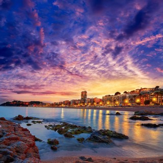 Lloret de Mar sunset at Costa Brava of Girona at Catalonia spain