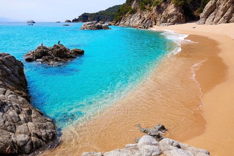 Cala Sa Boadella platja beach in Lloret de Mar of Costa Brava at Catalonia Spain