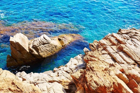 Costa Brava beach Lloret de Mar in Catalonia Cala Banys at Spain
