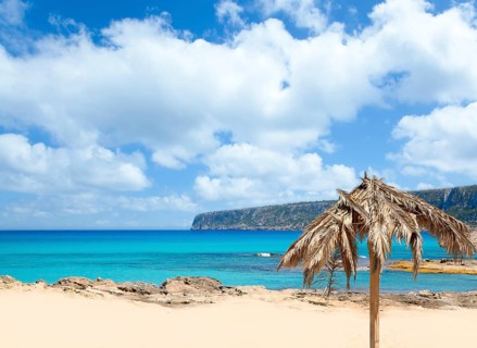 Belearic Formentera Escalo beach white sand and turquoise water