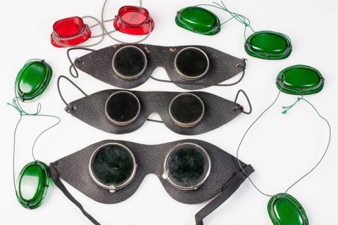 Old fashioned protective glasses, altmodische Schutzbrillen