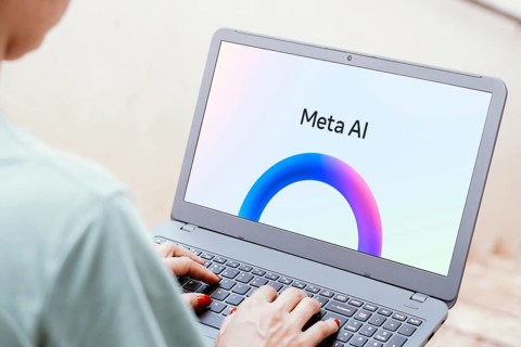 May 13, 2024, Brazil. In this photo illustration, the Meta AI logo is seen displayed on a laptop