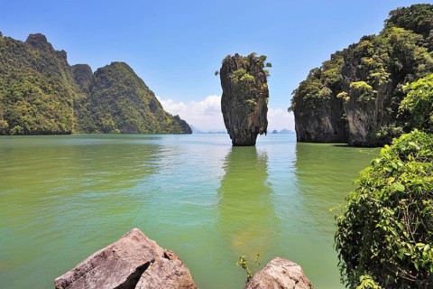 The magnificent island of James Bond. Island-vase in the greenish water of the southern seas.