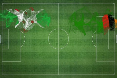 Burundi vs Zambia Soccer Match, national colors, national flags, soccer field, football game,