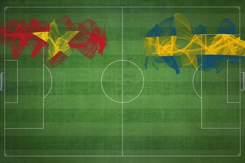 Vietnam vs Sweden Soccer Match, national colors, national flags, soccer field, football game,