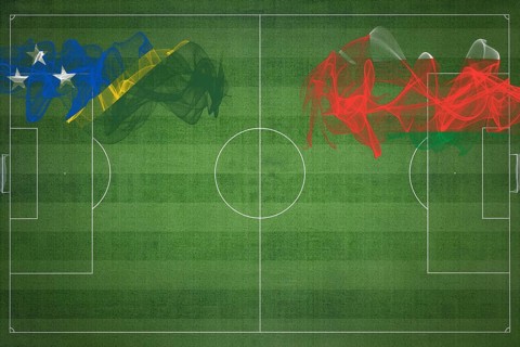 Solomon Islands vs Oman Soccer Match, national colors, national flags, soccer field, football game,