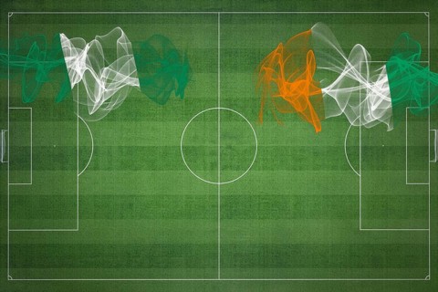 Nigeria vs Ivory Coast Soccer Match, national colors, national flags, soccer field, football game,