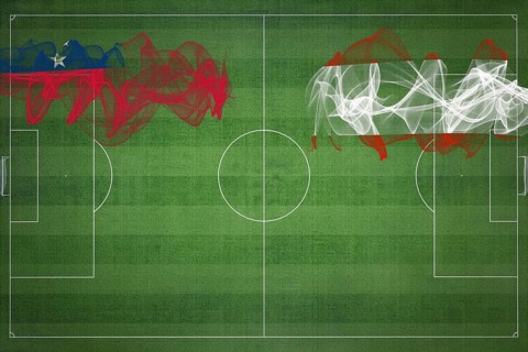 Samoa vs Austria Soccer Match, national colors, national flags, soccer field, football game,