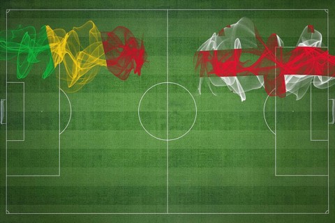 Mali vs Georgia Soccer Match, national colors, national flags, soccer field, football game,