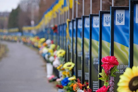 Memorial plaques to the soldiers killed, Hajssyn, Vinnytsia oblast, Ukraine, Europe