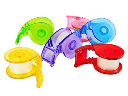 Multicolored Scotch tape collection over white