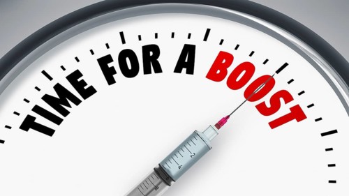 A clock with text time for a boost. 3d illustration