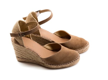 Pair of brown suede women's shoes. Isolate on white