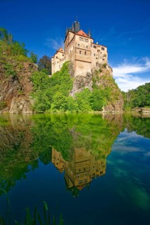 Kriebstein Castle, hilltop castle or Spornburg from the late Middle Ages on the River Zschopau,