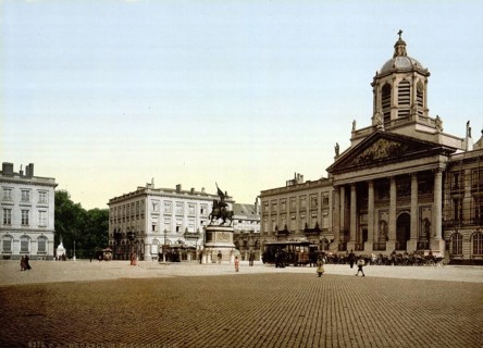 The Place Royale, Royal Square, with a statue of Gottfried von Bouillon and the church of St