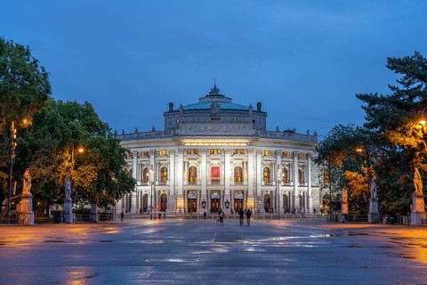 The Burgtheater at dusk, Vienna, Austria